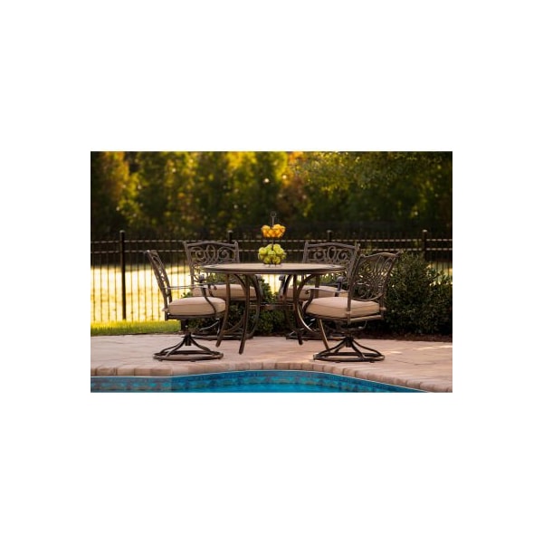 Almo Fulfillment Services Hanover Monaco 5 Piece Patio Dining Set w/ 4 Swivel Rockers MONDN5PCSW-4 - main
